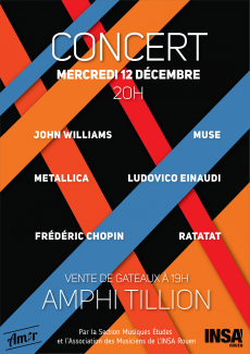 Affiche du concert de décembre 2018 de l'AMIR