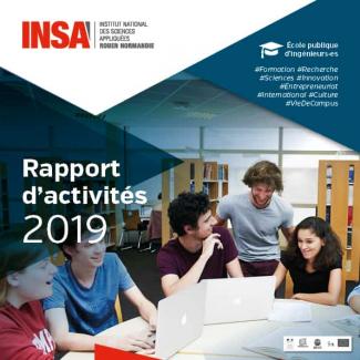 visuel de la couverture du rapports d'activités INSA Rouen Normandie 2019