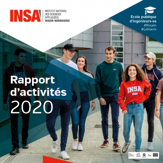 visuel de la couverture du rapports d'activités INSA Rouen Normandie 2020